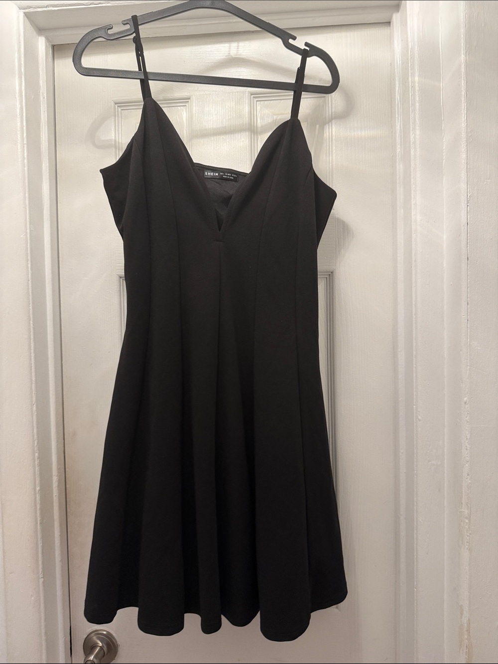 SHEIN Black V-Neck A-Line Mini Dress